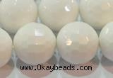 CAG7187 15.5 inches 18mm faceted round white agate gemstone beads