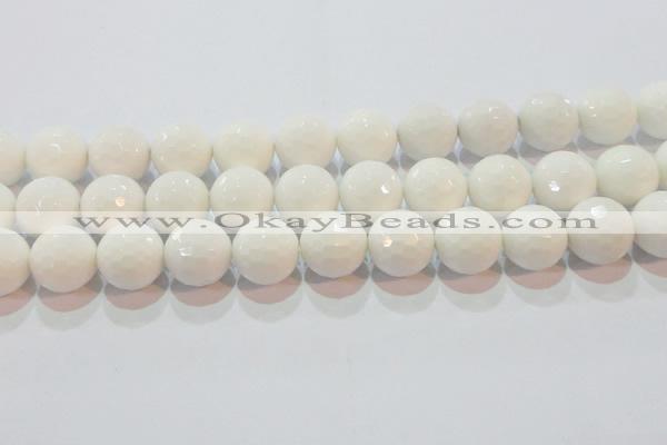 CAG7187 15.5 inches 18mm faceted round white agate gemstone beads