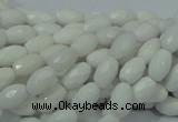 CAG720 15.5 inches 6*8mm faceted rice white agate gemstone beads