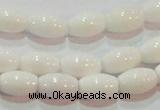 CAG7201 15.5 inches 6*9mm rice white agate gemstone beads