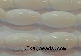 CAG7205 15.5 inches 8*16mm rice white agate gemstone beads