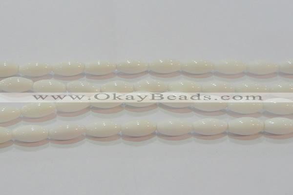 CAG7205 15.5 inches 8*16mm rice white agate gemstone beads