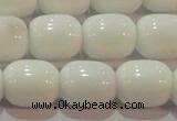 CAG7211 15.5 inches 10*12mm drum white agate gemstone beads