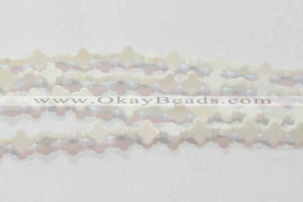 CAG7218 15.5 inches 12*12mm flower white agate gemstone beads