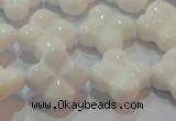 CAG7222 15.5 inches 16*16mm carved flower white agate gemstone beads