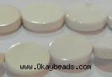 CAG7236 15.5 inches 13*18mm oval white agate gemstone beads