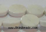 CAG7237 15.5 inches 15*20mm oval white agate gemstone beads