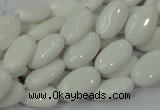 CAG724 15.5 inches 8*14mm oval white agate gemstone beads wholesale