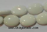 CAG7240 15.5 inches 10*14mm oval white agate gemstone beads