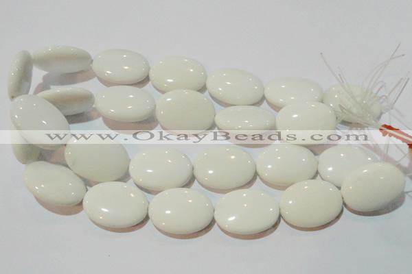 CAG7243 15.5 inches 22*30mm oval white agate gemstone beads