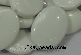 CAG725 15.5 inches 20*30mm oval white agate gemstone beads wholesale