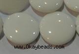 CAG7255 15.5 inches 18mm flat round white agate gemstone beads