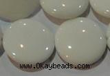 CAG7256 15.5 inches 20mm flat round white agate gemstone beads