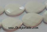 CAG7265 15.5 inches 12*16mm faceted flat teardrop white agate beads