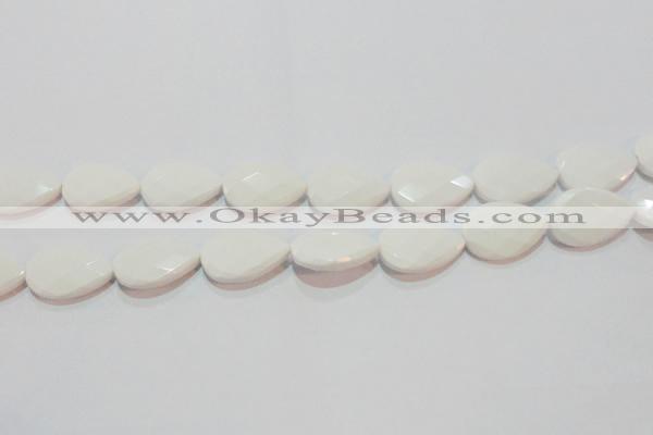 CAG7266 15.5 inches 13*18mm faceted flat teardrop white agate beads