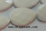 CAG7268 15.5 inches 18*25mm faceted flat teardrop white agate beads