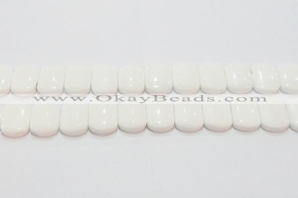 CAG7275 15.5 inches 18*25mm rectangle double drilled white agate beads