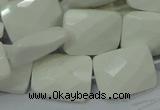 CAG728 15.5 inches 18*25mm twisted faceted rectangle white agate beads