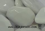 CAG730 15.5 inches 20*30mm faceted freeform white agate beads