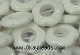 CAG732 15.5 inches 22*22mm flower-shaped white agate beads