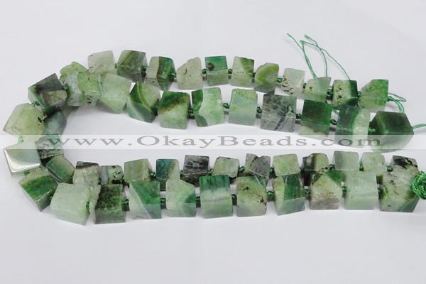 CAG7385 15.5 inches 11*12mm - 13*14mm cube dragon veins agate beads