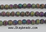 CAG7448 15.5 inches 4mm round plated druzy agate beads wholesale