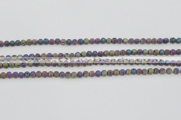 CAG7449 15.5 inches 6mm round plated druzy agate beads wholesale