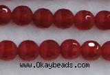 CAG7456 15.5 inches 6mm faceted round matte red agate beads