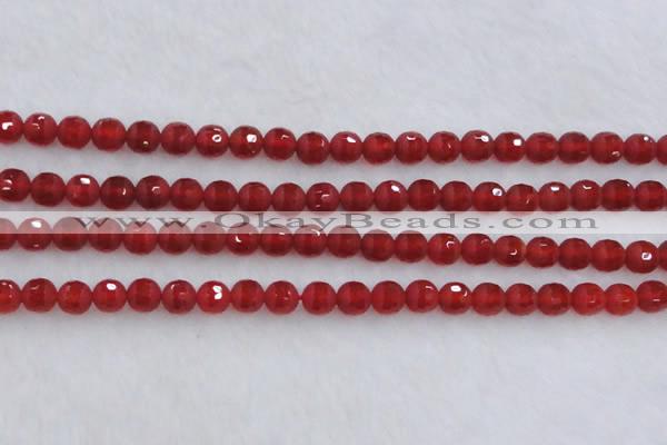 CAG7456 15.5 inches 6mm faceted round matte red agate beads