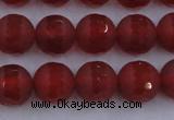 CAG7458 15.5 inches 10mm faceted round matte red agate beads