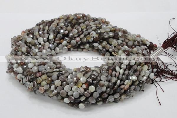 CAG749 15.5 inches 6mm faceted coin botswana agate beads wholesale