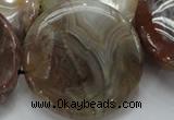 CAG782 15.5 inches 50mm flat round yellow agate gemstone beads