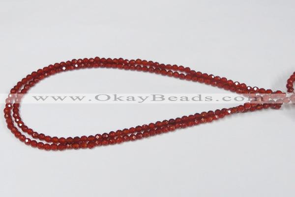 CAG7861 15.5 inches 3mm faceted round red agate beads wholesale