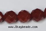 CAG7864 15.5 inches 18mm faceted round red agate beads wholesale