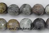 CAG7871 15.5 inches 16mm faceted round silver needle agate beads