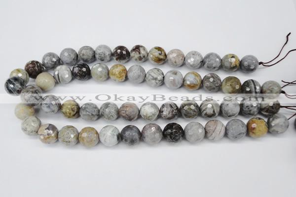 CAG7873 15.5 inches 20mm faceted round silver needle agate beads