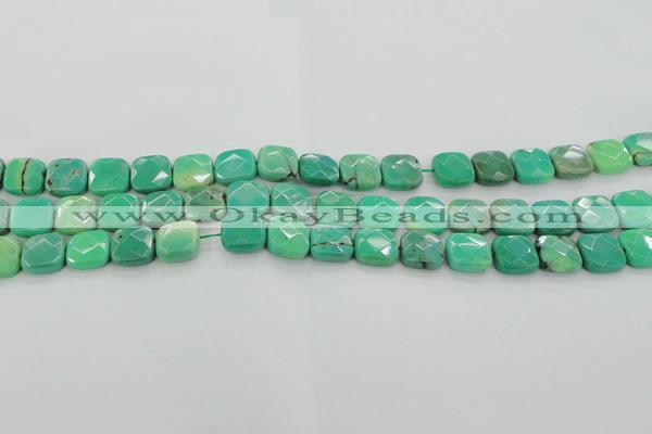 CAG7911 15.5 inches 12*12mm faceted square grass agate beads