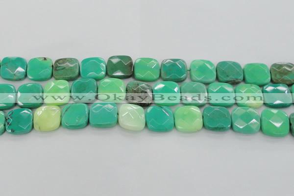 CAG7916 15.5 inches 20*20mm faceted square grass agate beads