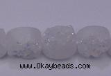 CAG7945 7.5 inches 8*10mm oval plated white druzy agate beads