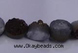 CAG7948 7.5 inches 8*10mm oval plated white druzy agate beads