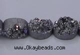 CAG7953 7.5 inches 8*10mm oval plated white druzy agate beads