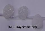 CAG7970 Top drilled 13*18mm flat teardrop plated white druzy agate beads