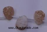 CAG7971 Top drilled 13*18mm flat teardrop plated white druzy agate beads