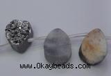 CAG7972 Top drilled 13*18mm flat teardrop plated white druzy agate beads