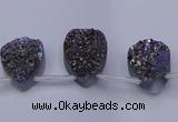 CAG7974 Top drilled 13*18mm flat teardrop plated white druzy agate beads