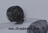 CAG7983 Top drilled 22*30mm flat teardrop plated white druzy agate beads