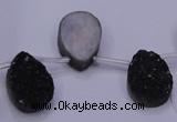 CAG8107 Top drilled 10*14mm teardrop black plated druzy agate beads