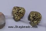 CAG8113 Top drilled 12*16mm teardrop glod plated druzy agate beads