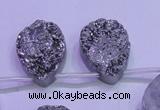 CAG8132 Top drilled 18*25mm teardrop silver plated druzy agate beads