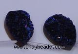 CAG8146 Top drilled 30*40mm teardrop blue plated druzy agate beads